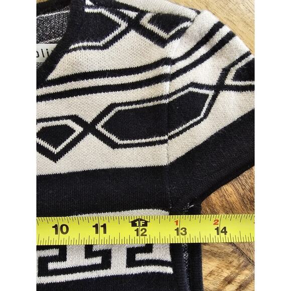 ALICE & OLIVIA Dress Sz XS Black Ivory Sweater Stripe Darby Knit Aztec Drop - Picture 5 of 6